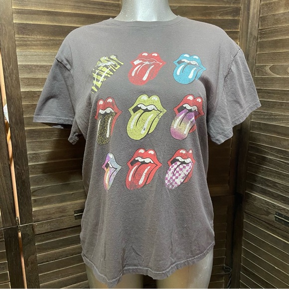 The Rolling Stones Cotton T Shirt Women’s XXL 2X Gray Colorful Tongues Print - Picture 1 of 5